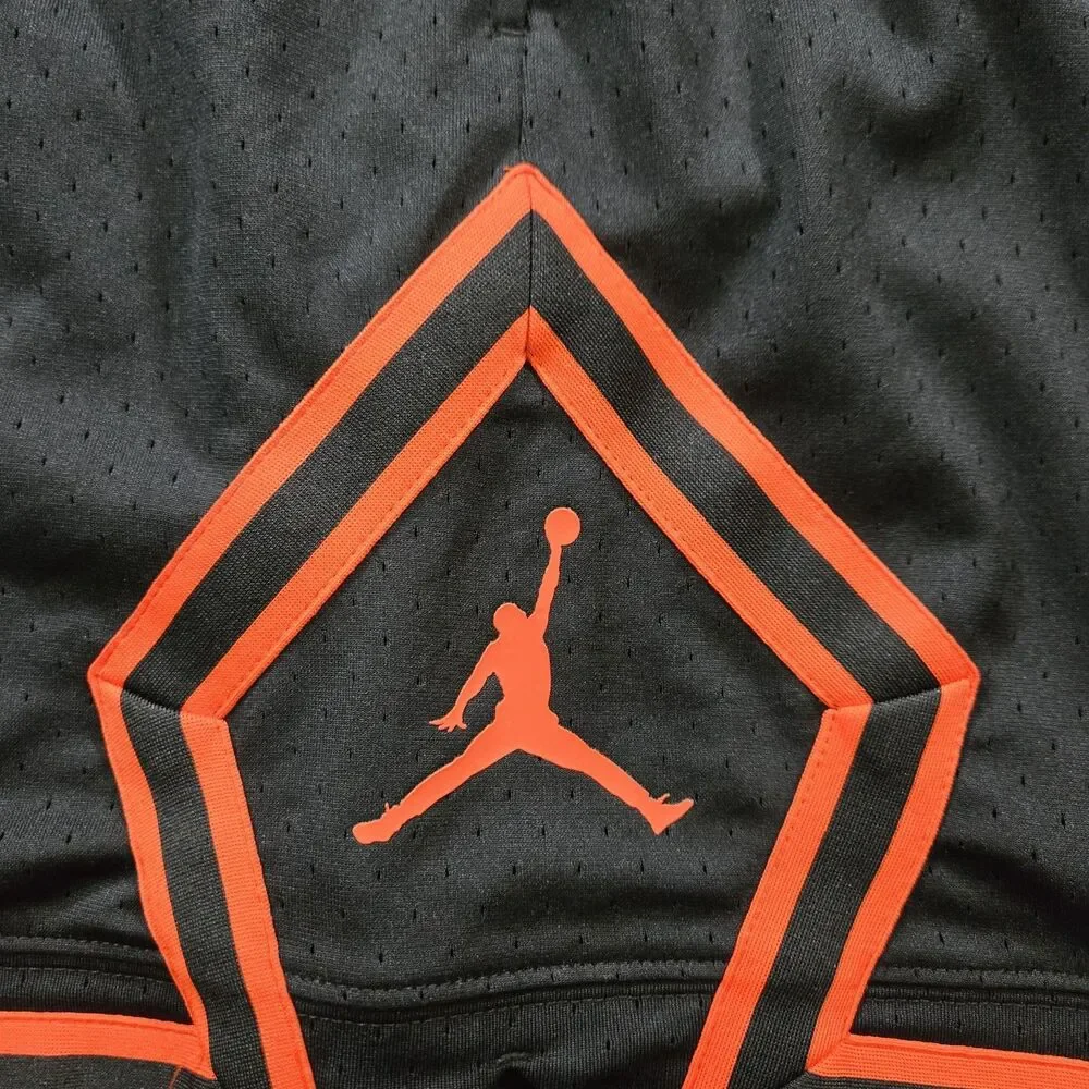 Air Jordan DriFit Black Orange Diamond Mesh Basketballl Shorts Mens Small 26x6